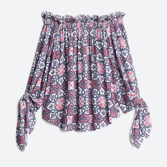 Michael Michael Kors Gayle Off Shoulder Top, M, EUC, Red/White/Blue - Picture 1 of 9